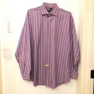 Polo Purple and White Stripe Dress Shirt XL